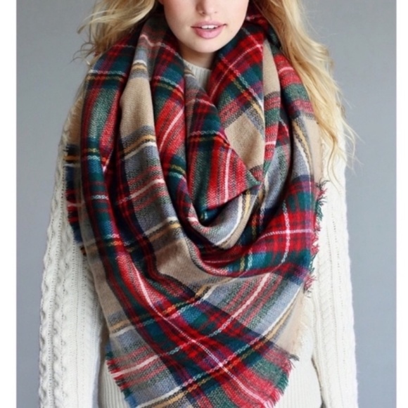 HOST PICK-LAST Beige Plaid Fall Blanket Scarf - Picture 2 of 3